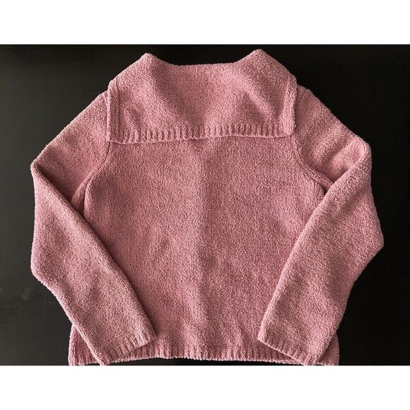 CHRISTOPHER & BANKS Pink Sherpa Button Down Sweater w/Sailor Style Collar sz M - Picture 6 of 6